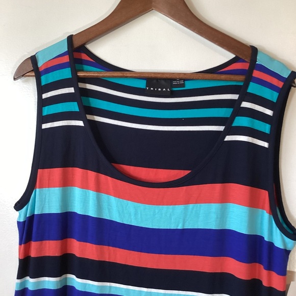 Tribal Multi-Color Striped Maxi Dress Size XL - Picture 4 of 7